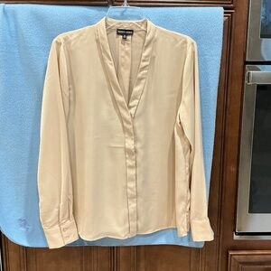 Ladies Modern Works Tan Long Sleeve Blouse Size Medium